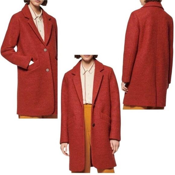 Marc New York Paige Boucle Coat Brick Red Single Breasted Size 4 NWT - Picture 1 of 10